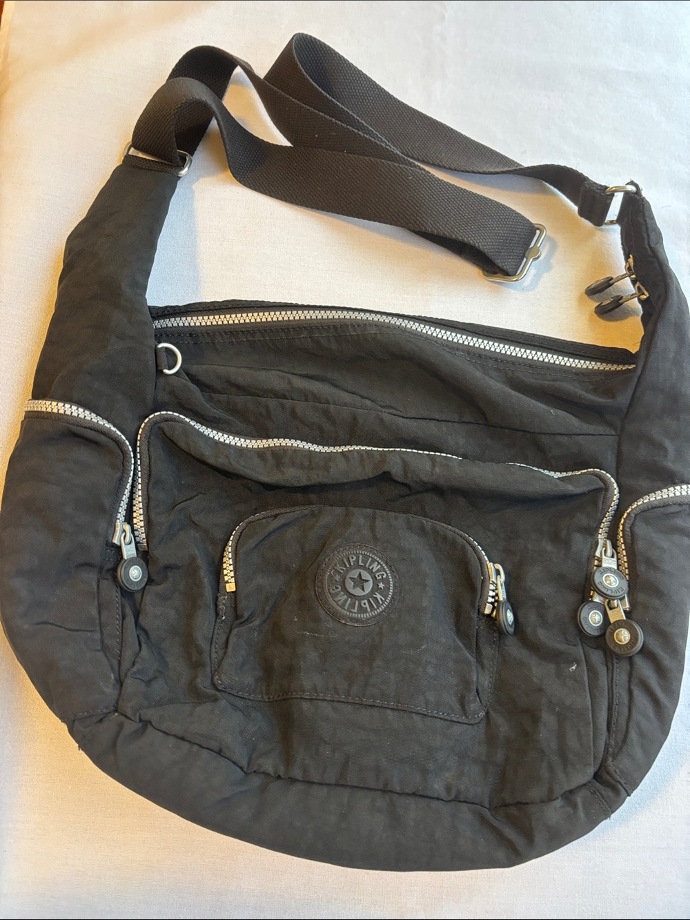 Kipling Black Nylon Crossbody with Multiple Zip Pockets